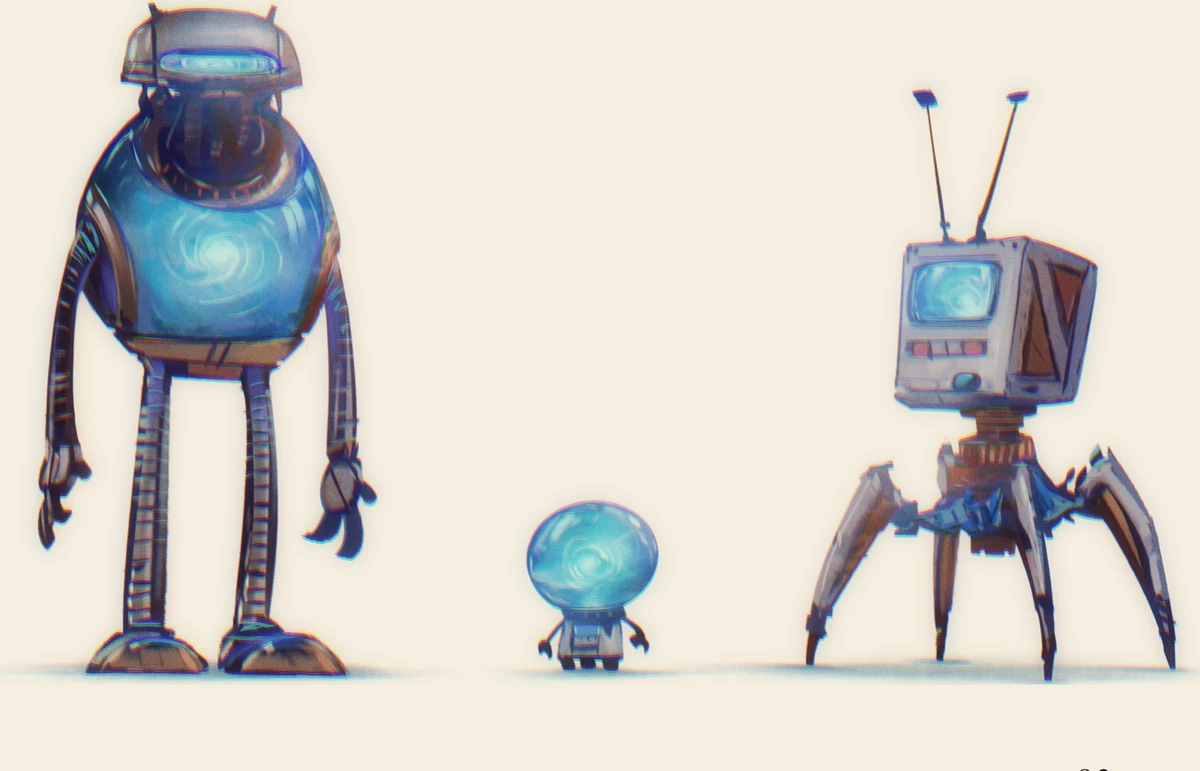 Tre roboter, fra bitteliten til diger